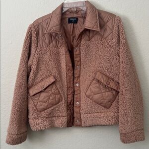 T Tahari Tan Teddy Jacket with Quilted Accents